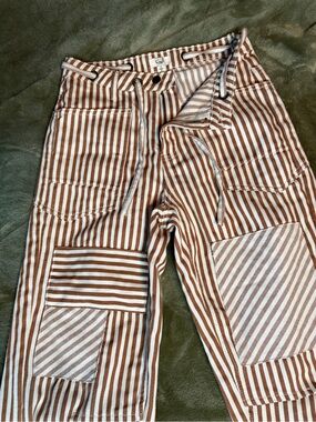 Striped Brown & White Women’s Drawstring Pants